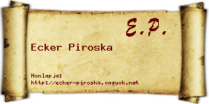 Ecker Piroska névjegykártya